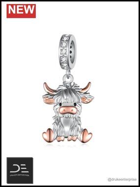 Sterling Silver Animal Charms for Bracelet Making - Highland Cow, Manta Ray,